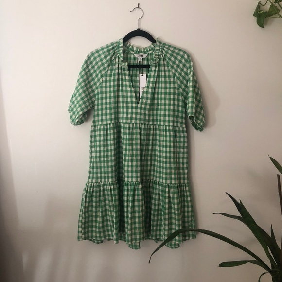 BB Dakota Picnic Ready Green Gingham Dress - size small - Picture 1 of 5